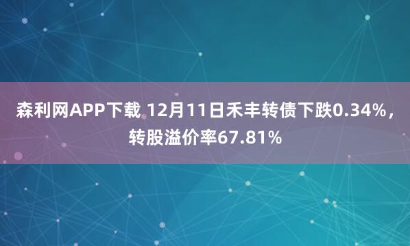 森利网APP下载 12月11日禾丰转债下跌0.34%，转股溢价率67.81%